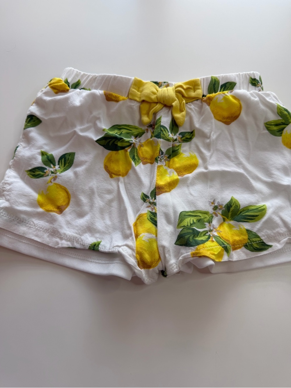 Rare Editions White Lemon Print Girls Two-Piece Set with Yellow Bow - Picture 6 of 9